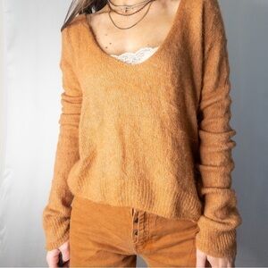Free People Alpaca Wool Sweater Rust Orange XS